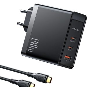 آداپتور شارژ 3 پورت 140 واتی با کابل مک دودو Mcdodo 140W GaN5 Pro Fast Charger CH-2913
