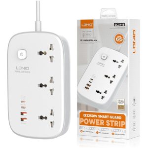 چند راهی برق 3250 وات الدینیو LDNIO 65W Smart Guard Power Strip SC3416